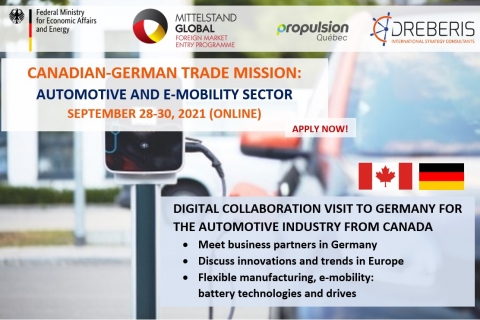 Canadian-German Trade Mission: Automotive and E-mobility sector, September 28-30, 2021 (online)
